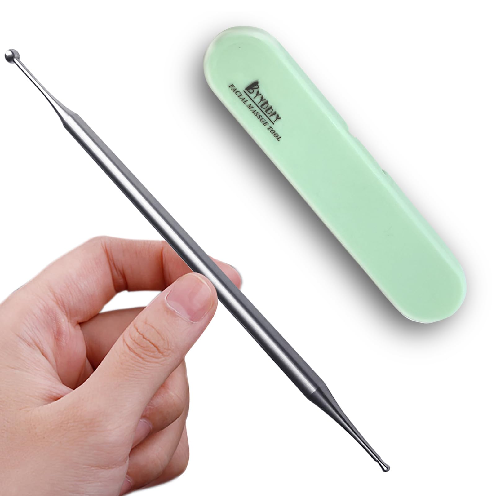 BYYDDIY Stainless Steel Dual Head Facial Reflexology Tools,Ear Massage Tool,Body Point Probe Pen &Trigger Point Massager Tool for Deep Tissue (P-S)