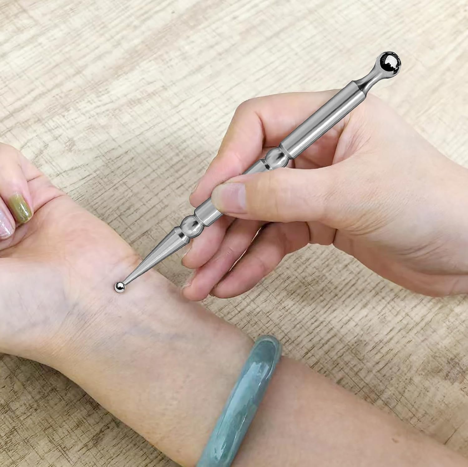BYYDDIY Stainless Steel Dual Head Facial Reflexology Tools,Ear Massage Tool,Body Point Probe Pen &Trigger Point Massager Tool for Deep Tissue (P-S)
