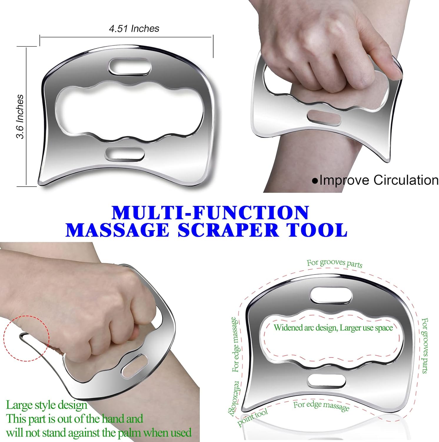 BYYDDIY 3 in 1 Stainless Steel Muscle Scraper Tools Set,Scraping Massage Tools for Physical Therapy,Derma Edge Massage Tool & GuaSha Massage Scraper Tool,IASTM Tools,Guasha Tool for Body