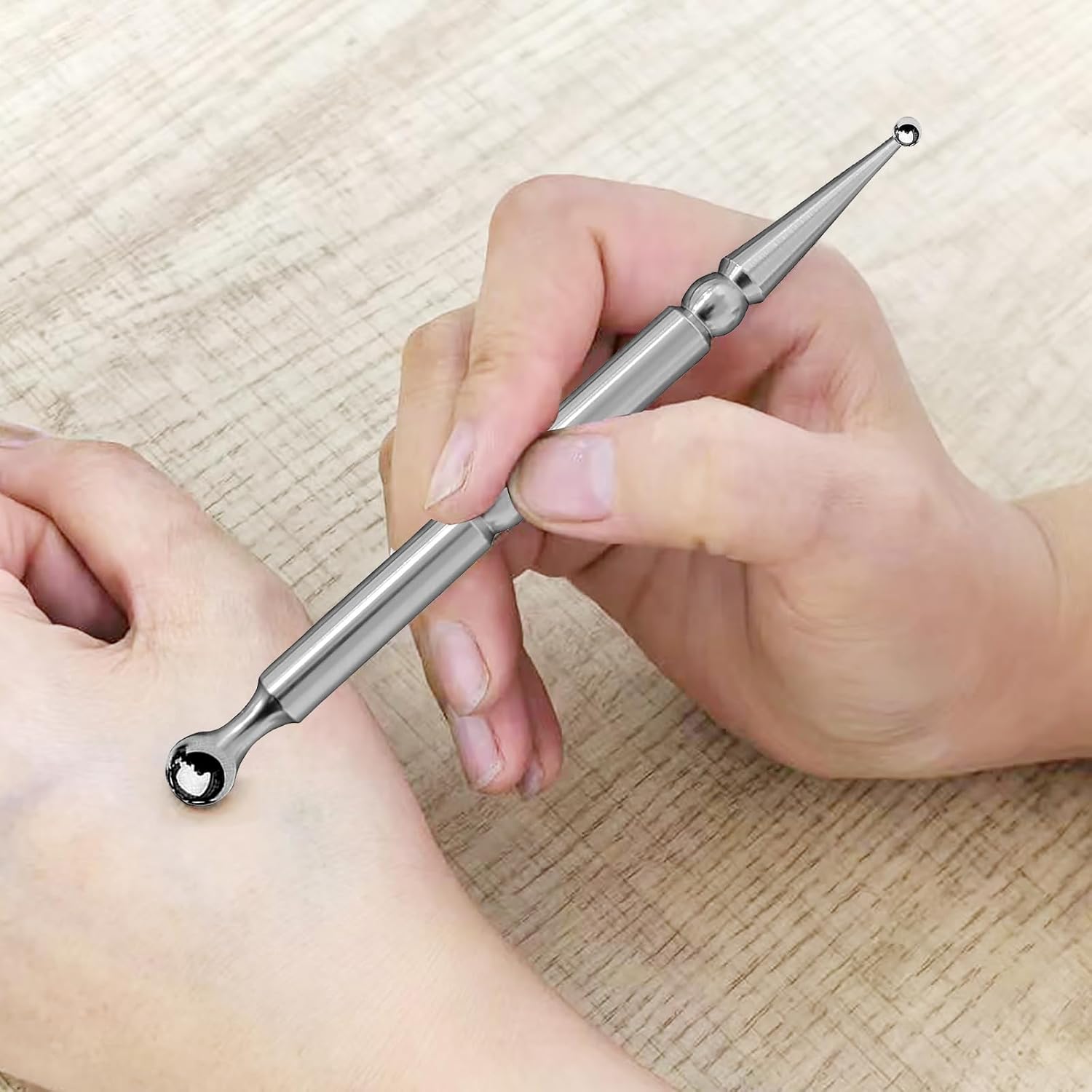 BYYDDIY Stainless Steel Dual Head Facial Reflexology Tools,Ear Massage Tool,Body Point Probe Pen &Trigger Point Massager Tool for Deep Tissue (P-S)