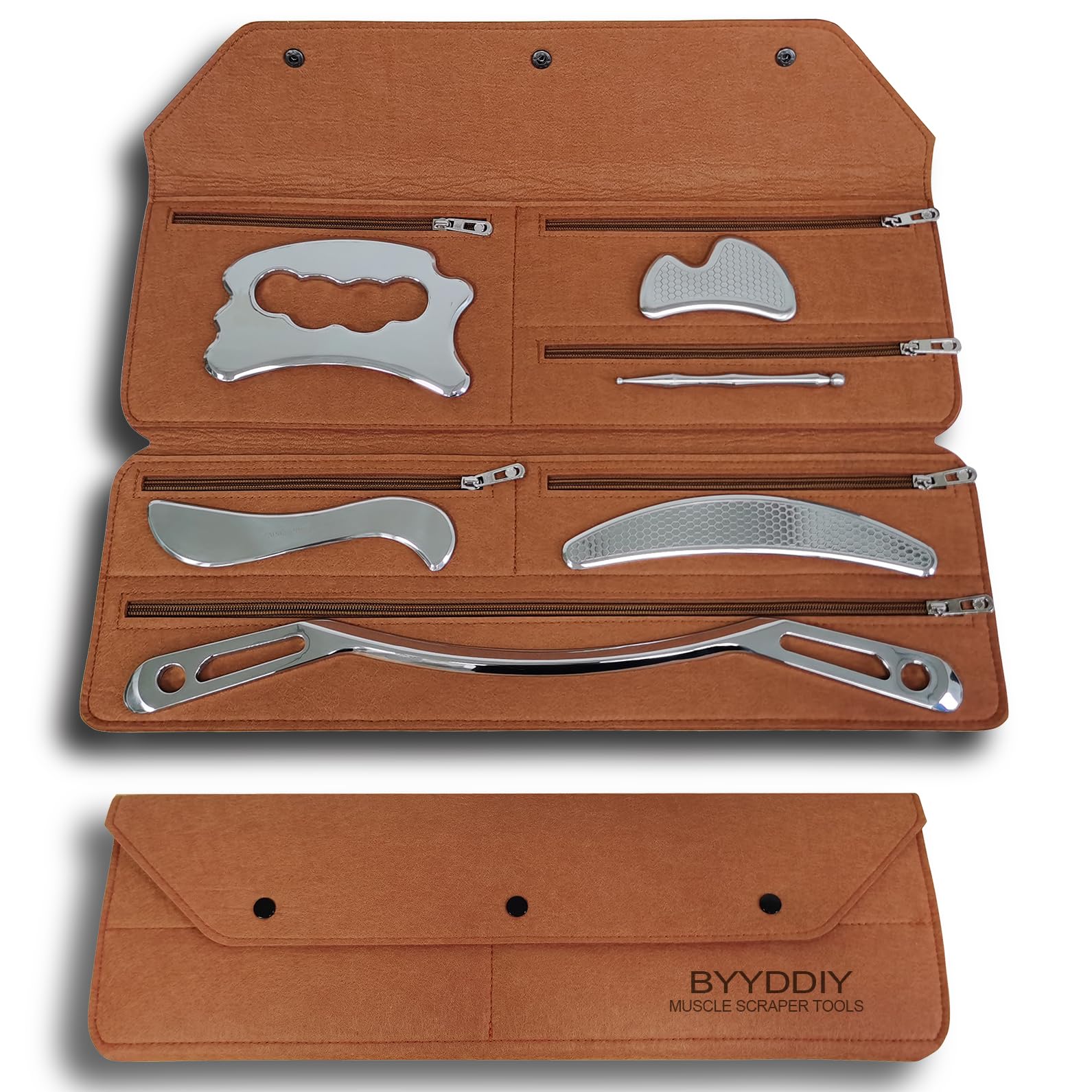 BYYDDIY Stainless Steel Gua Sha Muscle Scraper Tools Kit, Scraping Massage Tool,Massage Scraper Tools for Physical Therapy (M-SDB)