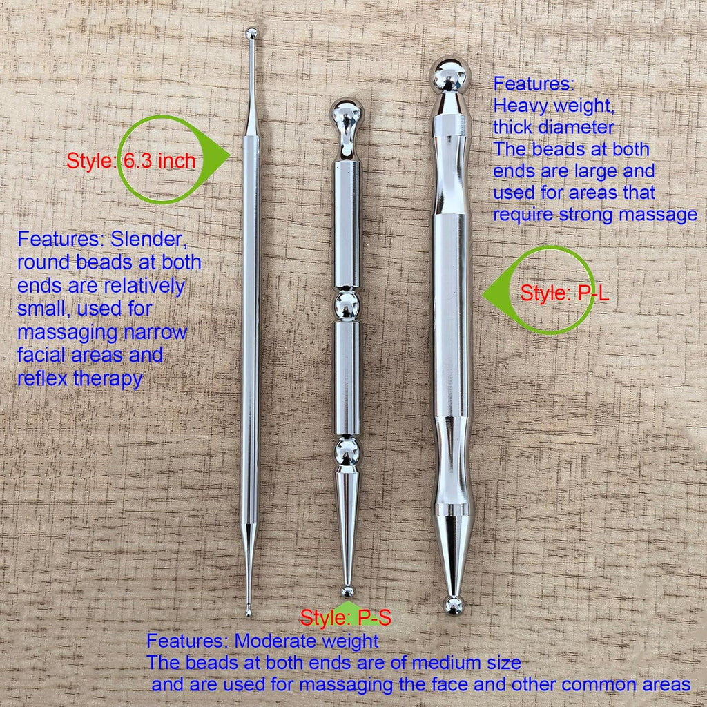 BYYDDIY Stainless Steel Dual Head Facial Reflexology Tools,Ear Massage Tool,Body Point Probe Pen &Trigger Point Massager Tool for Deep Tissue (P-S)
